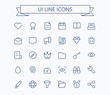  Ui thin line simple outline icons, 24x24px grid. Pixel Perfect . Editable stroke.