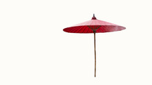 Red Umbrella That Cuts The Background Off Into A White Background