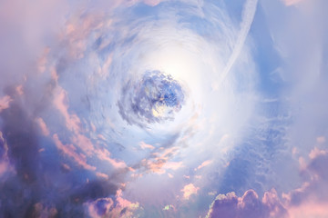 Wall Mural - swirling sky background with clouds / beautiful watercolor clouds background, spring sunset, beautif