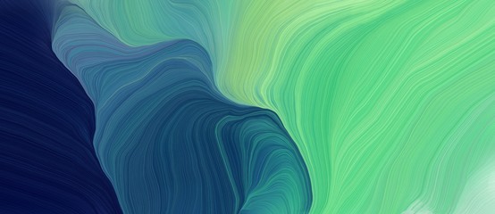 Poster - colorful horizontal banner. curvy background illustration with medium aqua marine, very dark blue and teal blue color