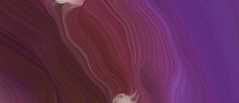 Colorful Horizontal Banner. Abstract Waves Design With Old Mauve, Dark Slate Blue And Pastel Purple Color