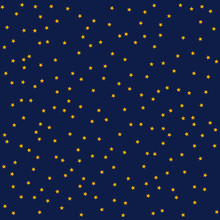 Blue Background With Gold Stars, Starry Night Sky, Holiday Background, Vector Illustration