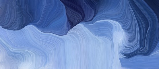 Poster - colorful horizontal banner. modern soft curvy waves background design with steel blue, corn flower blue and midnight blue color
