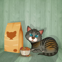 Wall Mural - illustration of cat food rich in vitamins