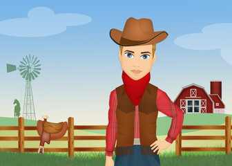 Poster - cowboy in the farm