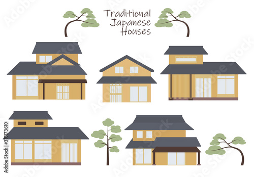 日本の家 和風建築 素材セット２ Stock Vector Adobe Stock