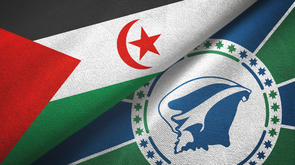 Western Sahara and Martinique two flags textile cloth, fabric texture