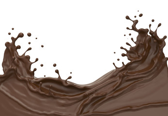 Poster - wave of Chocolate or Cocoa splash, Abstract background, 3D illustration.