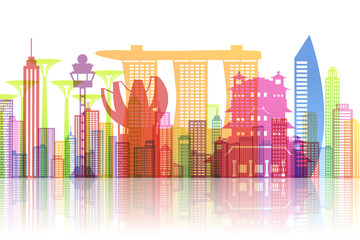 Wall Mural - Paper art of Singapore landmark, travel and tourism concept.