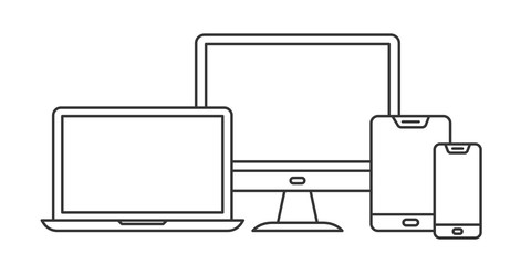 Wall Mural - set of linear device icons. vector outline devices