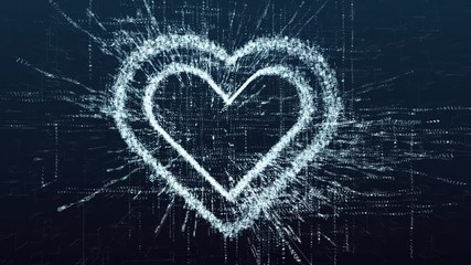 Wall Mural - modern virtual love. the role of digital technology in people's relationships. electronic heart cons