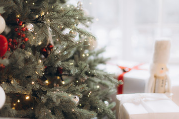 christmas tree with toys and lights