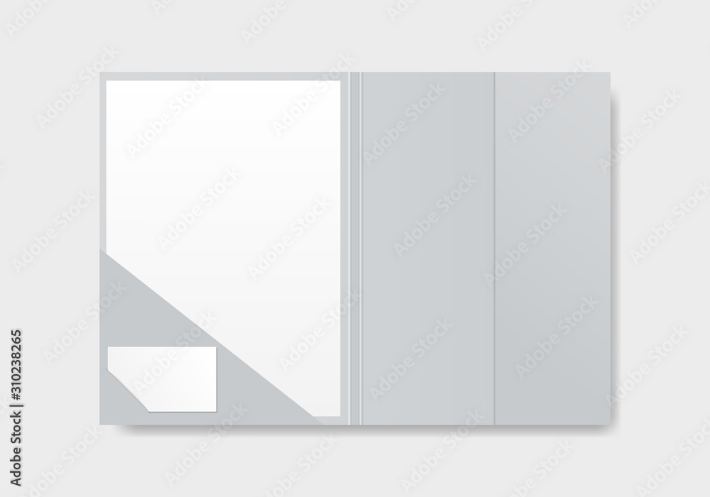 Open file folder with document. Blank paper folder mockup. Vector ...