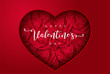 Heart with roses, love or Happy Valentine's Day for flyer ,poster, banner, card. beautiful backdrop