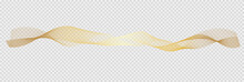 Abstract Vector Gold , Wave Silk Or Satin Fabric On Transparent Background For Grand Opening Ceremony Or Other Occasion
