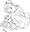 Beautiful little ballerina girl outline coloring page