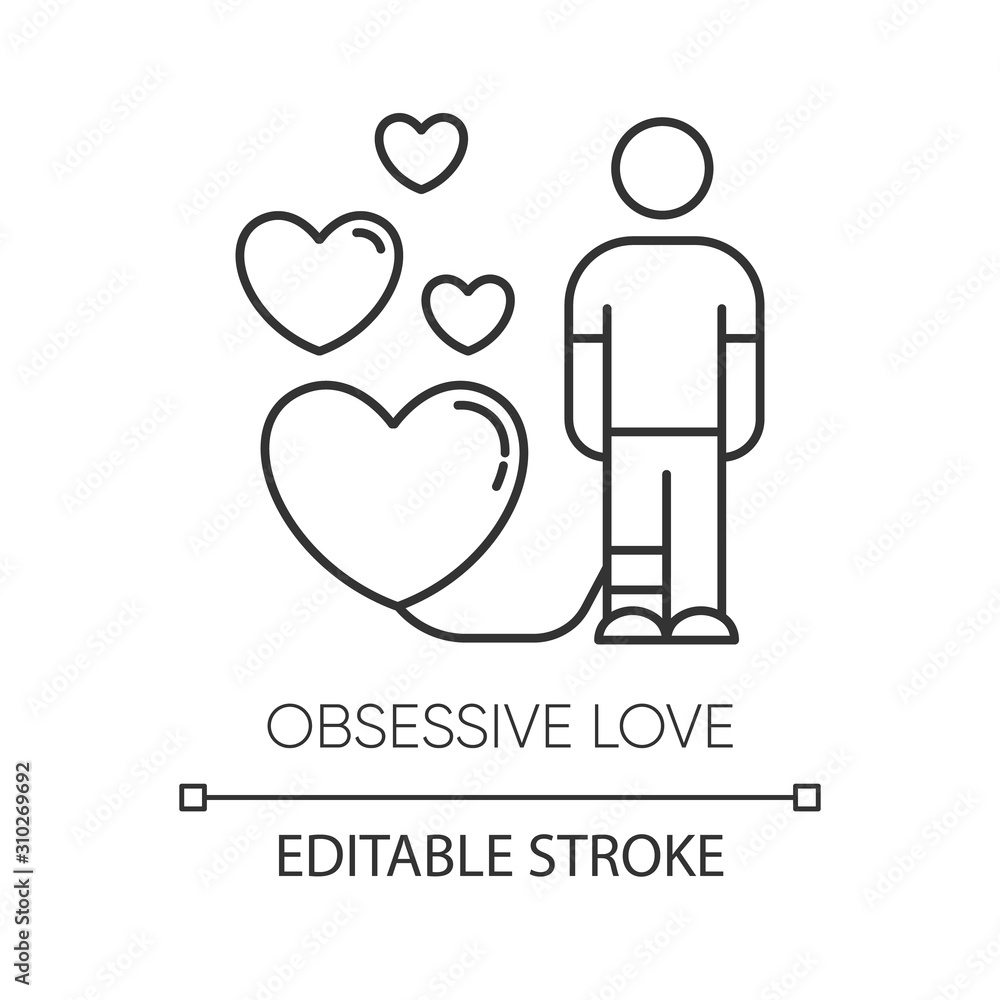 Obsessive love linear icon. Possessive relationship. Attachment to ...