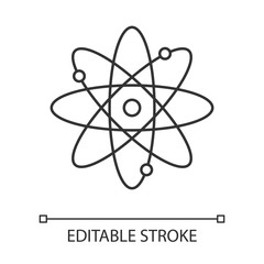 Wall Mural - molecule atom linear icon. nuclear energy source. atom core with electrons orbits. science symbol. t