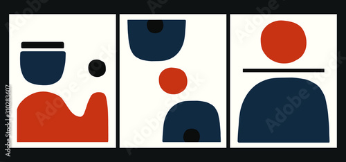 Fotografía minimalist geometrical abstract art mid century modern style Orange and Blue art