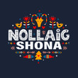 Nollaig Shona Merry Christmas in Irish. Vector