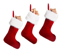 Christmas Socks With Gifts On White Background