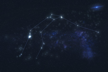 Wall Mural - aquarius constellation stars in outer space. zodiac sign aquarius constellation lines. elements of t
