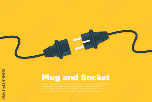Cuadros en Lienzo Get connected plug and socket flat icon