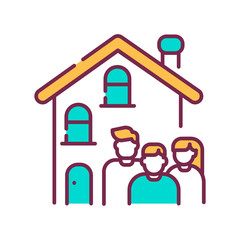 Canvas Print - Rent a house for family allowed with children color line icon. Temporary use of property. Pictogram for web page, mobile app, promo. UI UX GUI design element. Editable stroke.