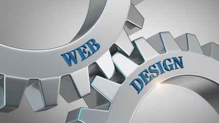 Web design concept. Words web design written on gear wheels.