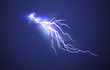 Realistic Lightning effect isolated on clear dark blue background. Vector illustration