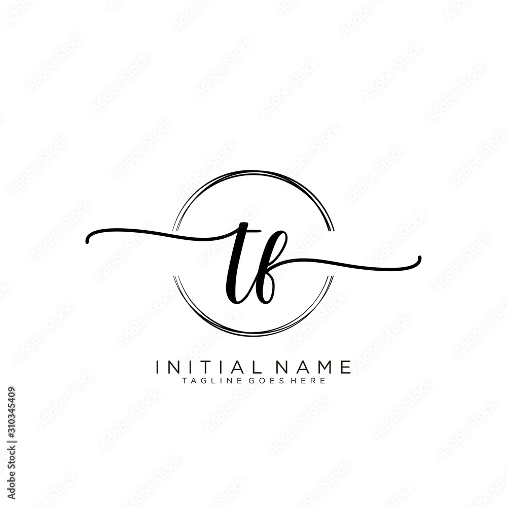 TF Initial handwriting logo with circle template vector. Stock Vector ...