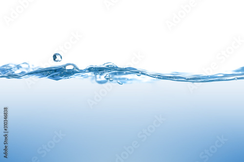 Plakat woda  chlapniecie-woda-aqua-plynaca-falami-i-tworzaca-babelki-krople-na-powierzchni-wody-czuja-swiezosc