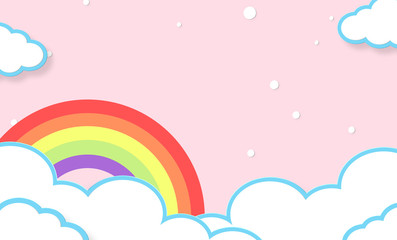 Wall Mural - abstract kawaii colorful cartoon sky rainbow background. soft gradient pastel. concept for wedding c