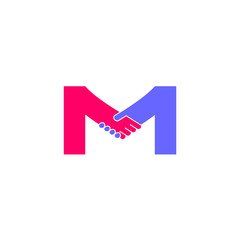 Poster - letter m hand shake symbol colorful design vector