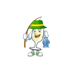 Sticker - Cheerful face Fishing champagne glass mascot design