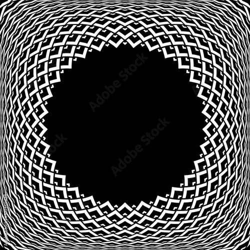 Circle frame. 3D illusion. Convex geometric pattern.