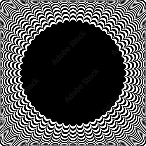 Circle frame. 3D illusion. Convex pattern.