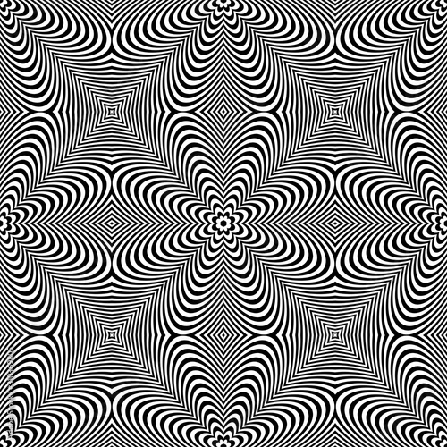 Seamless op art geometric pattern. Lines texture.