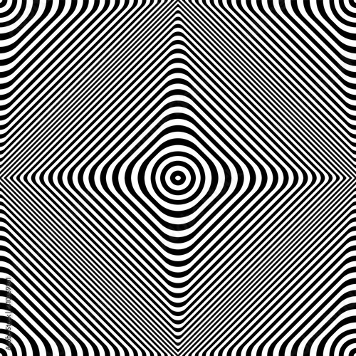 Seamless op art pattern. Lines texture. 3D illusion.