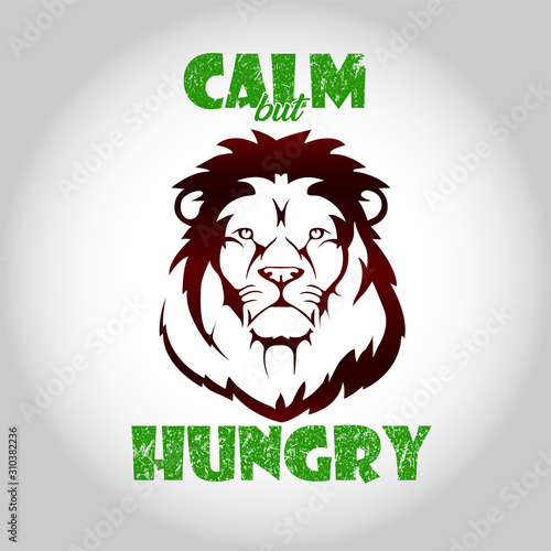 Fotomural Calm but Hungry Typography style lion artwork