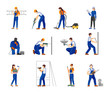 © Idey - Group repairman man and woman cartoon vector illustration