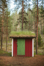 Wooden Shed In Forest