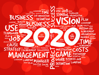2020 Goals word cloud collage, business concept background