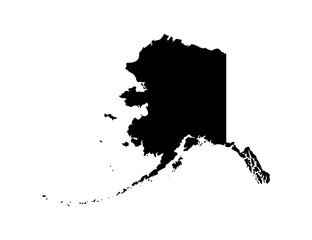 Poster - Vector isolated simplified illustration icon with black silhouette of Alaska map - state of the USA. White background