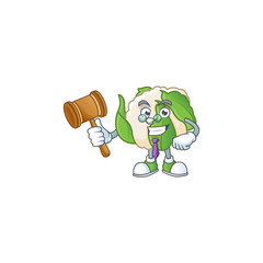 Sticker - A professional judge cauliflower presented in cartoon character design