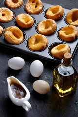 Sticker - freshly baked hot Yorkshire puddings, top view