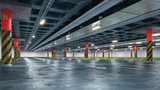 Fototapeta  - Clean empty underground parking. 3d illustration
