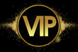 vip in golden circle stars and black background