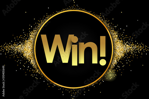Cuadros en Lienzo win in golden circle stars and black background