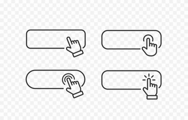 Click cursor blank button icon isolated on transparent background. Vector hand pointer clicking banner. .